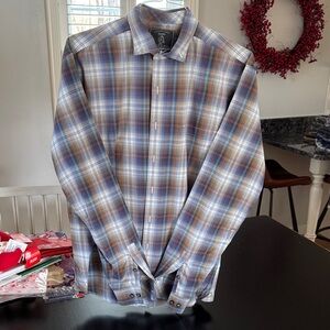 Maker & Company Men's Casual Plaid Shirt in Blue and Brown